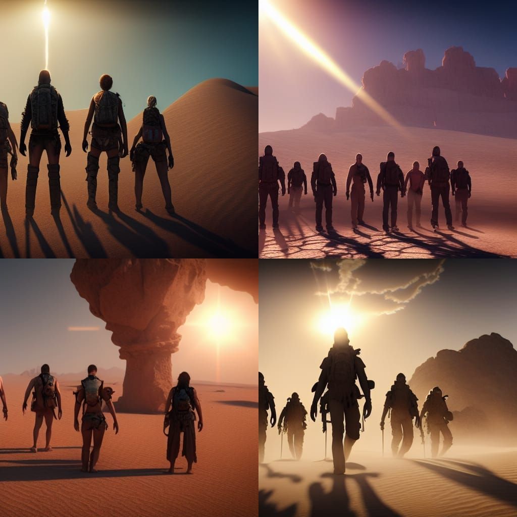 Photorealistic Desert Landscape with Volumetric Lighting