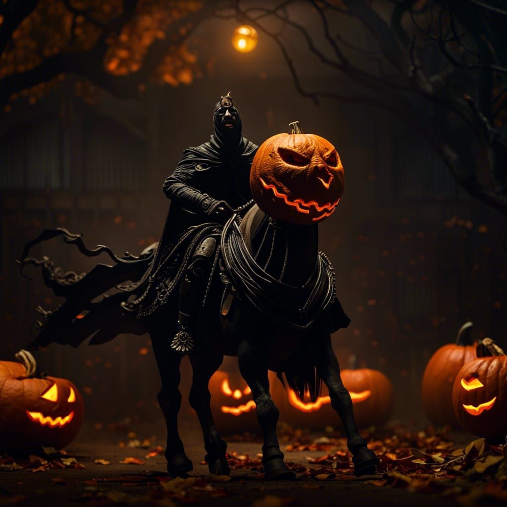 Headless Horseman with Pumpkin Head in 3D