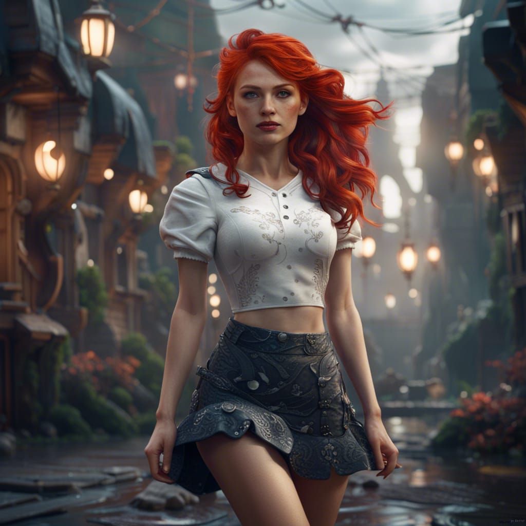 Redhead Beauty in Detailed Matte Painting