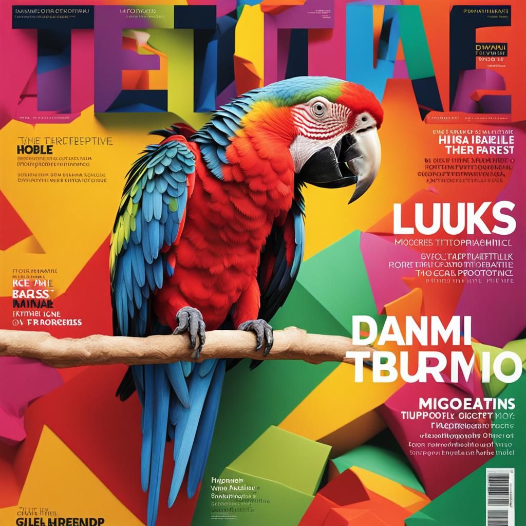 Colorful Parrot Magazine Cover with Modern Design