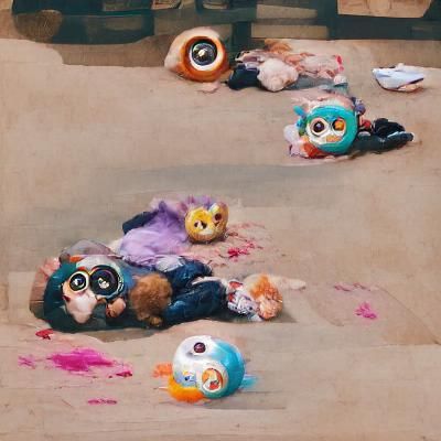 Renaissance Painting: Death Scene with Furbies
