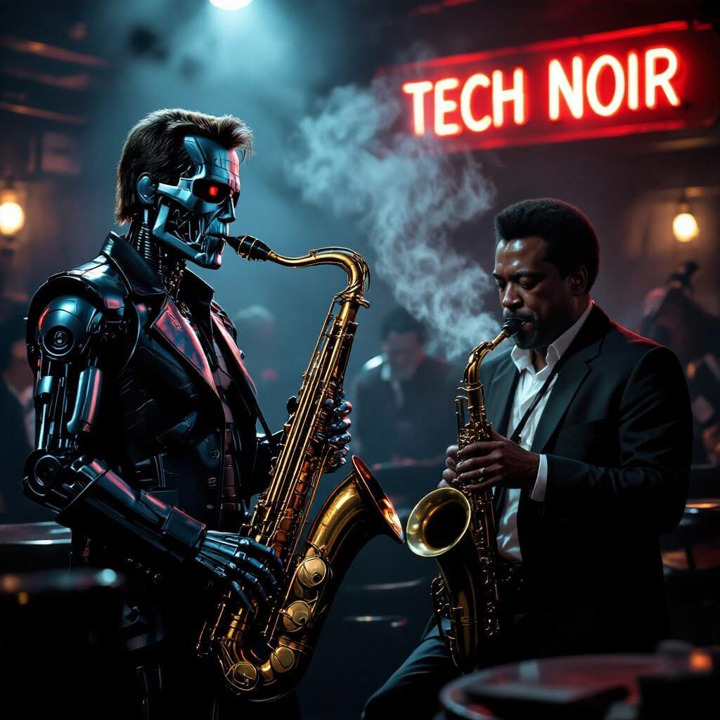 Terminator & Miles Davis Jam in Tech Noir Jazz Club