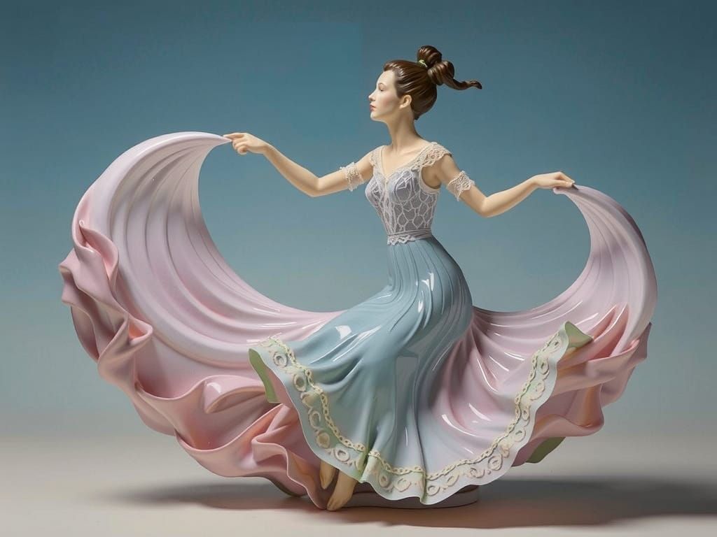 Delicate Woman in Porcelain, Royal Copenhagen Style