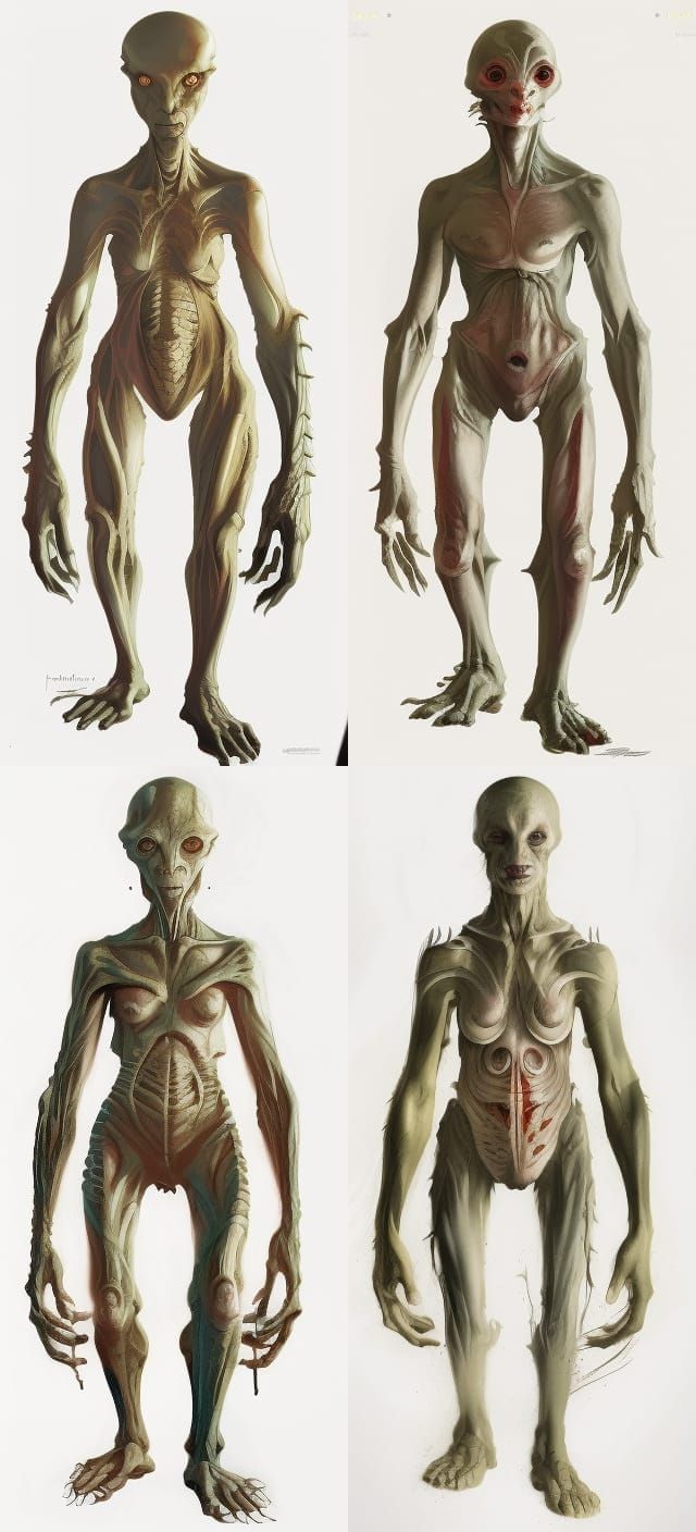 Terrifying Human-Alien Mutant Hybrid Concept Art