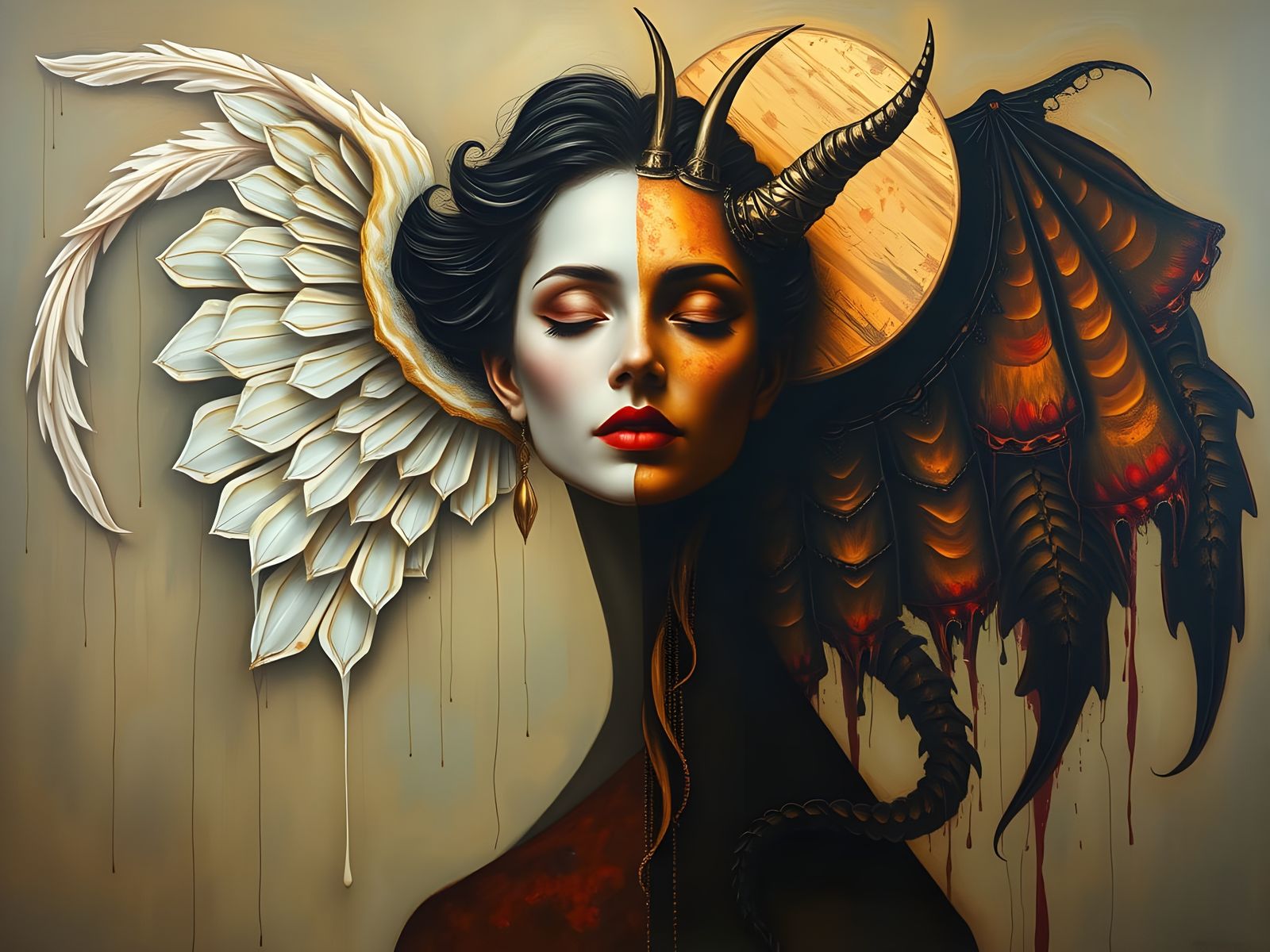 Angel and Devil in Surreal Surrealism