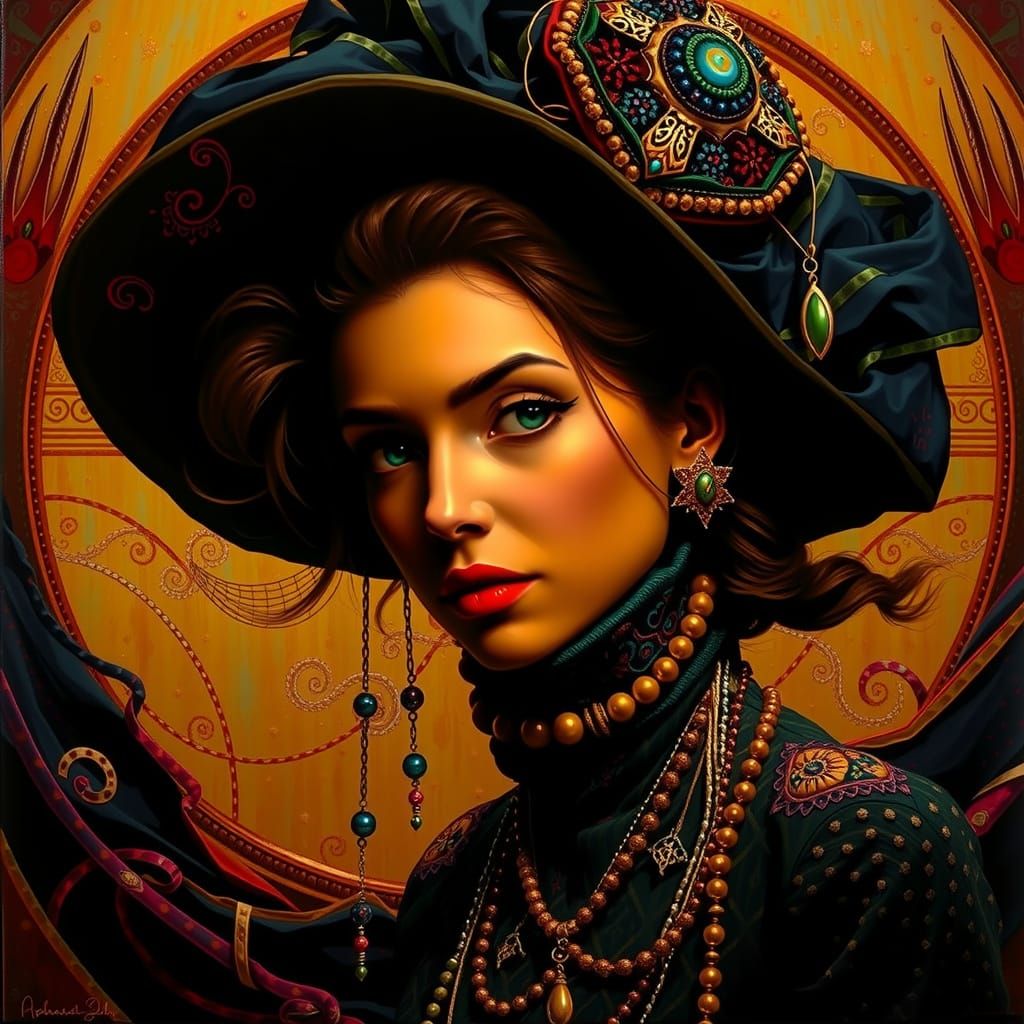 Hyperrealistic Oil Painting of a Confident Woman