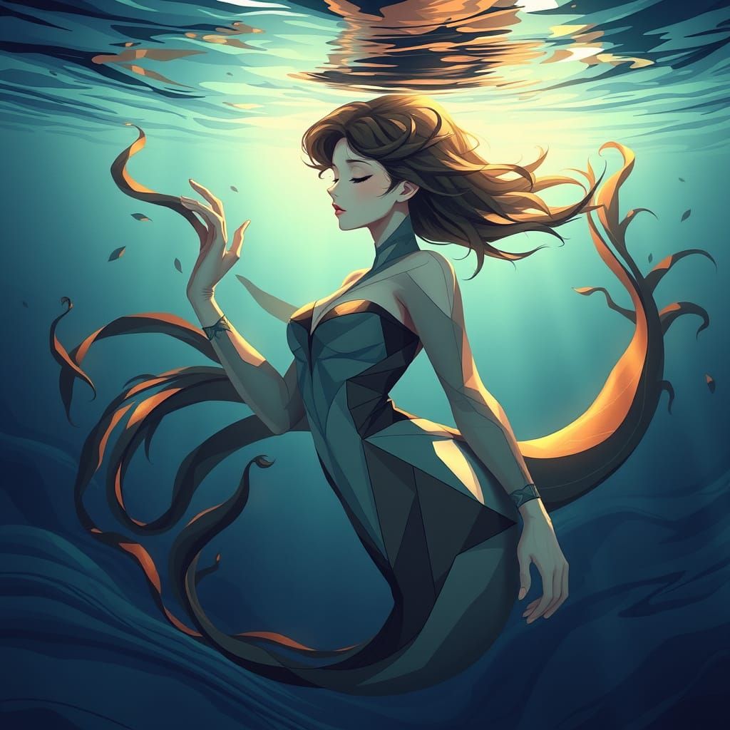 Anime-Inspired Elemental Goddess in Underwater Realm