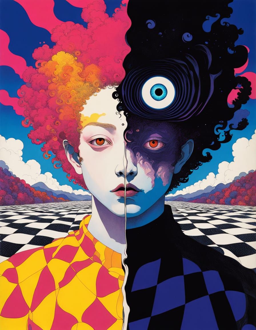 Duality: A Surreal Anime Portrait in Digital Art