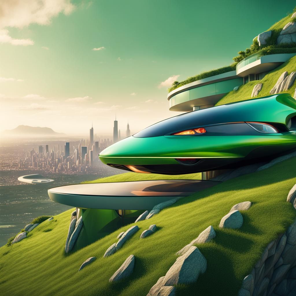 Futuristic Biomorphic Home Overlooking City