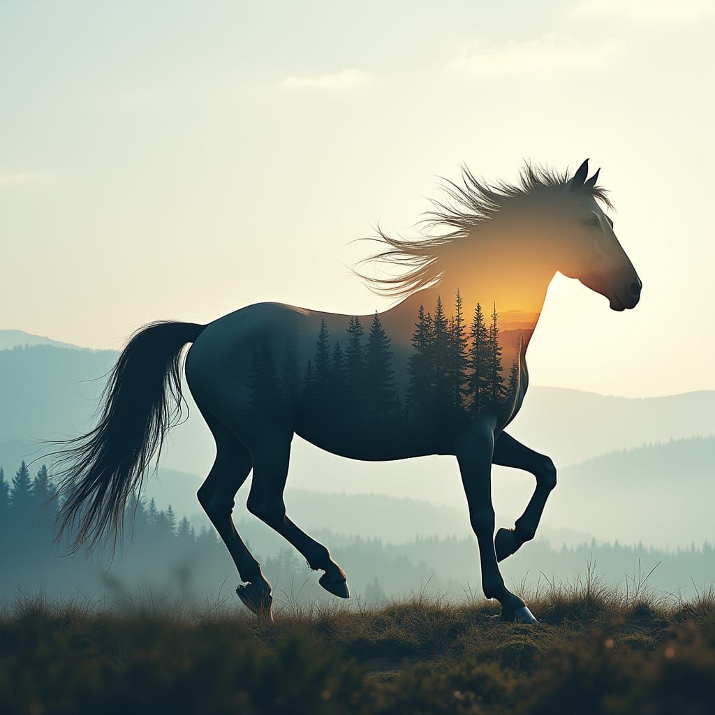 Ethereal Horse in Surreal Landscape