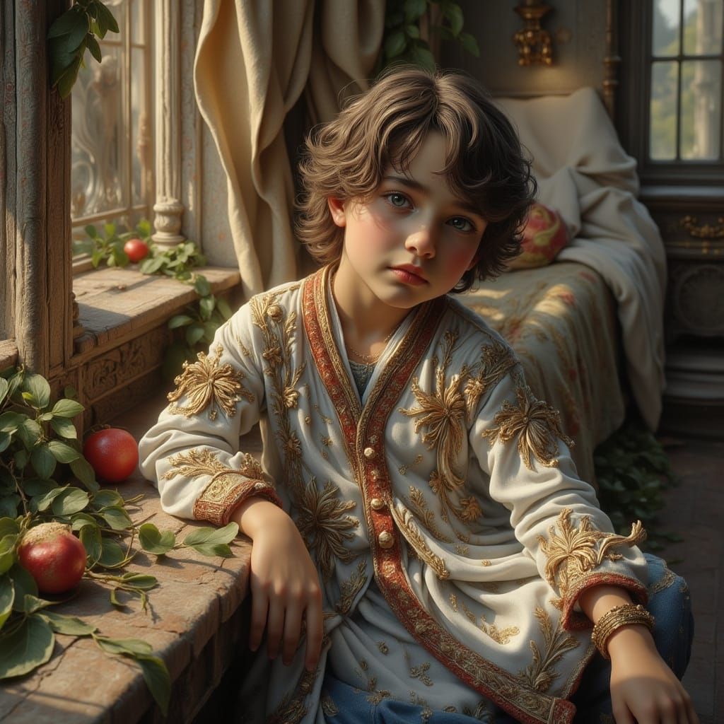 Mysterious Young Noble in Opulent Spanish Setting