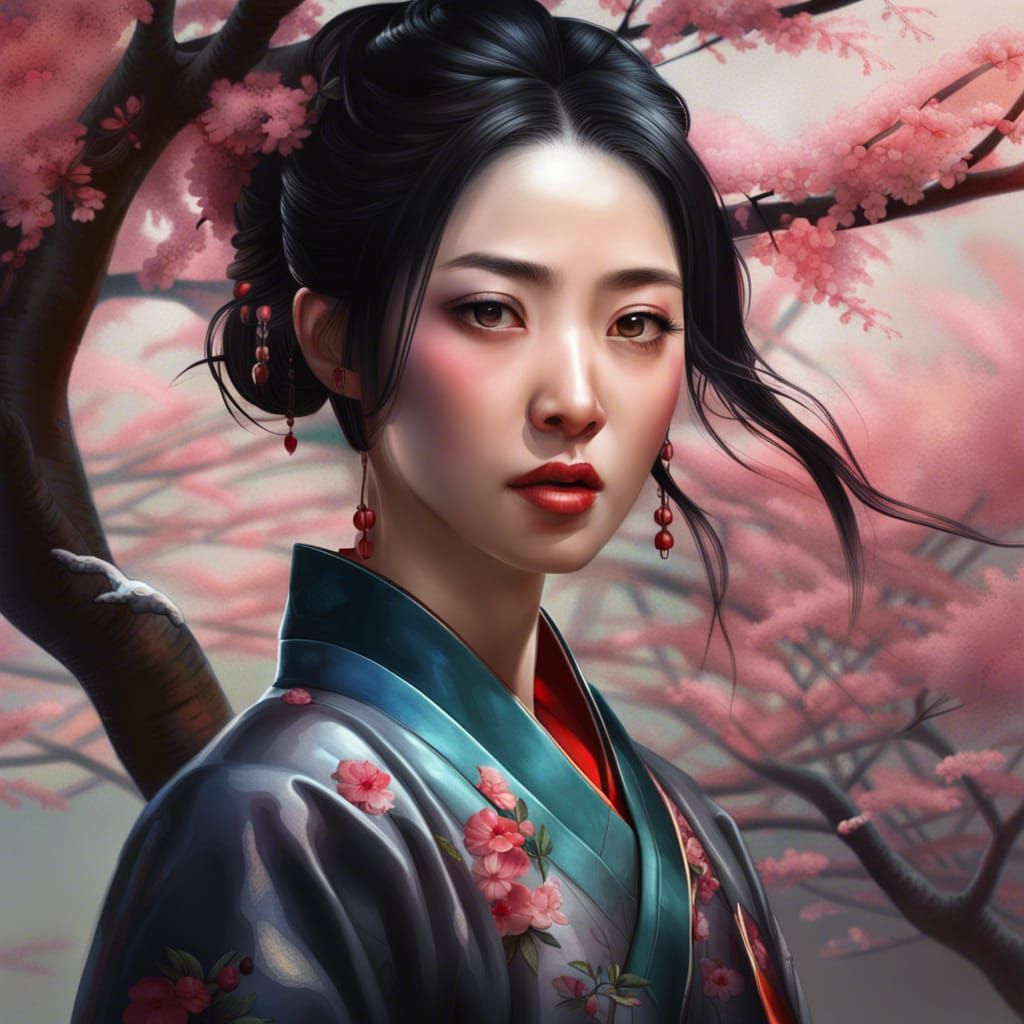 Chinese Woman in Traditional Dress Digital Art