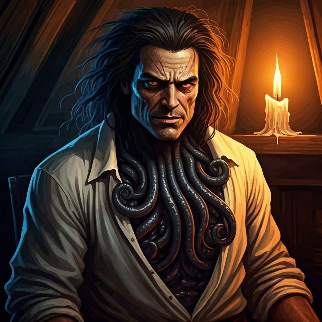 Dark Pirate Ensnared by Eldritch Horrors in a Haunting Gothi...