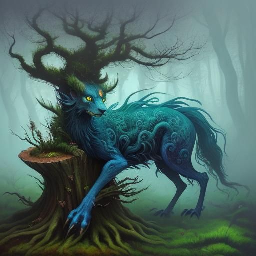 Yokai Creature in Surrealist Oil Painting