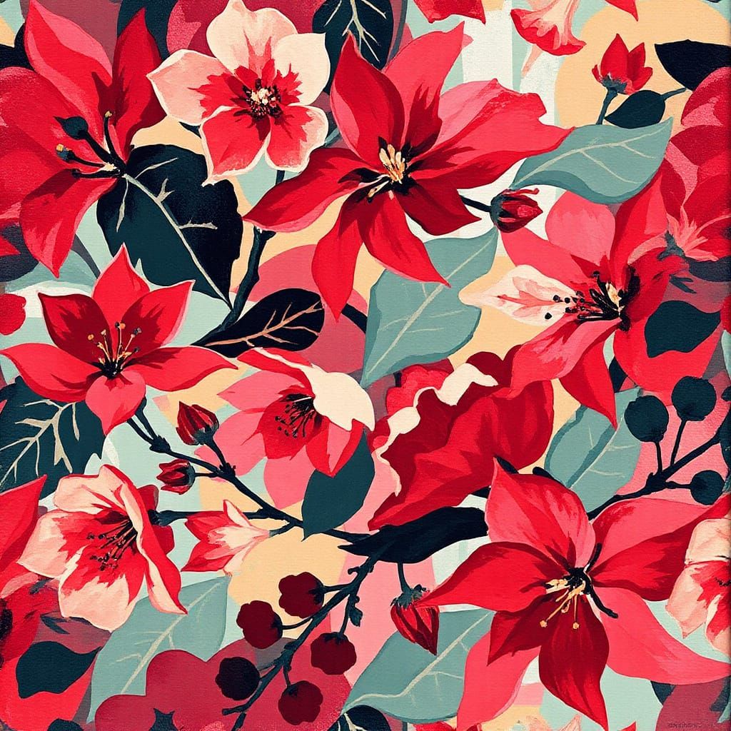 Abstract Jasmine Portrait in Summer Maroon Magic