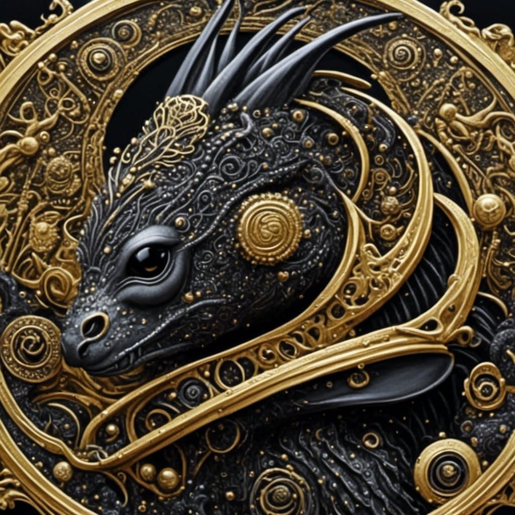 Macro Mud Dragon: Psychedelic Fantasy Creature