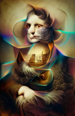 Time Traveling Cat Portrait in VRay Style