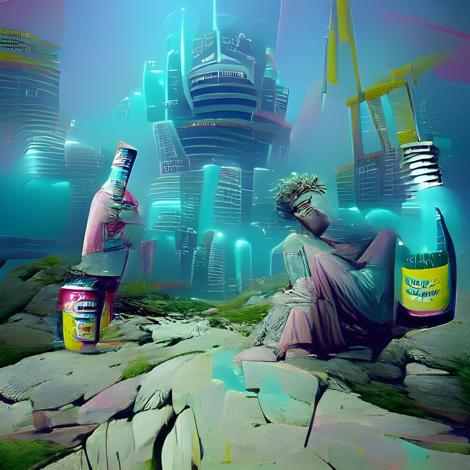 Atlantis Party in Vaporwave Style