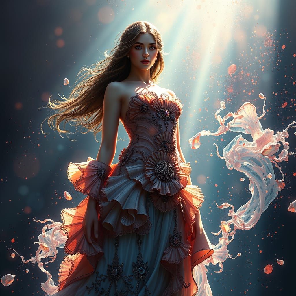 Ethereal Sea Shell Dress in Vibrant Triadic Colors