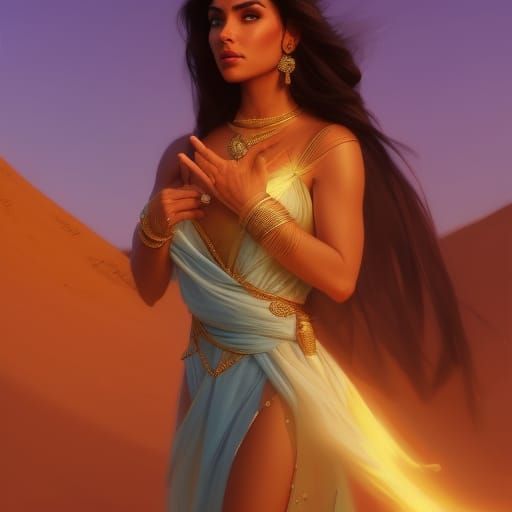Jasmine Desert Goddess Portrait in Art Nouveau Style