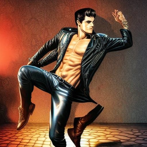 Cute Guy in Leather Pants: Comic Book Art