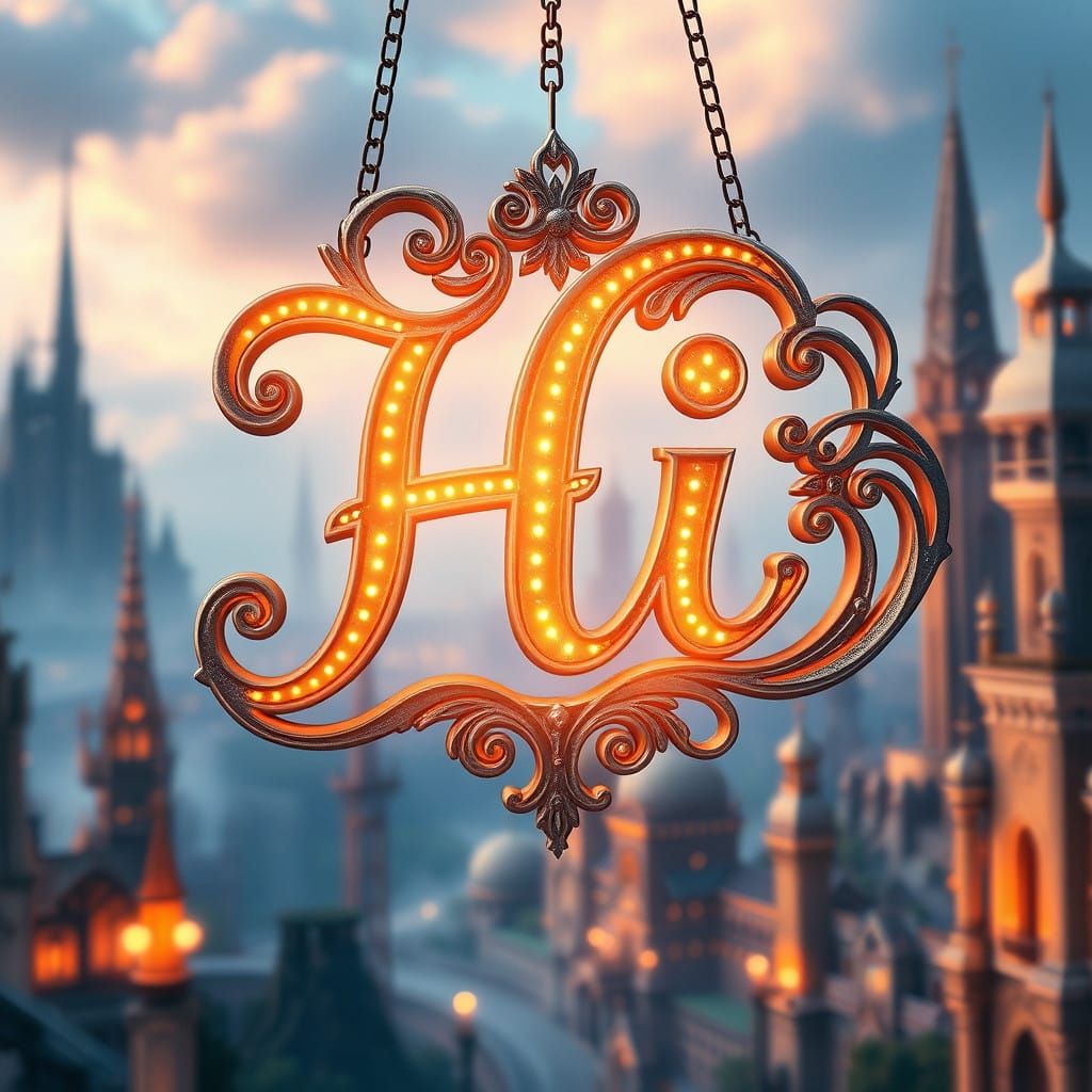 Ethereal Sign in Vibrant, Swirling Script Suspended in Dream...