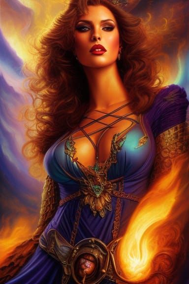 Ethereal Goddess in Vibrant Colors