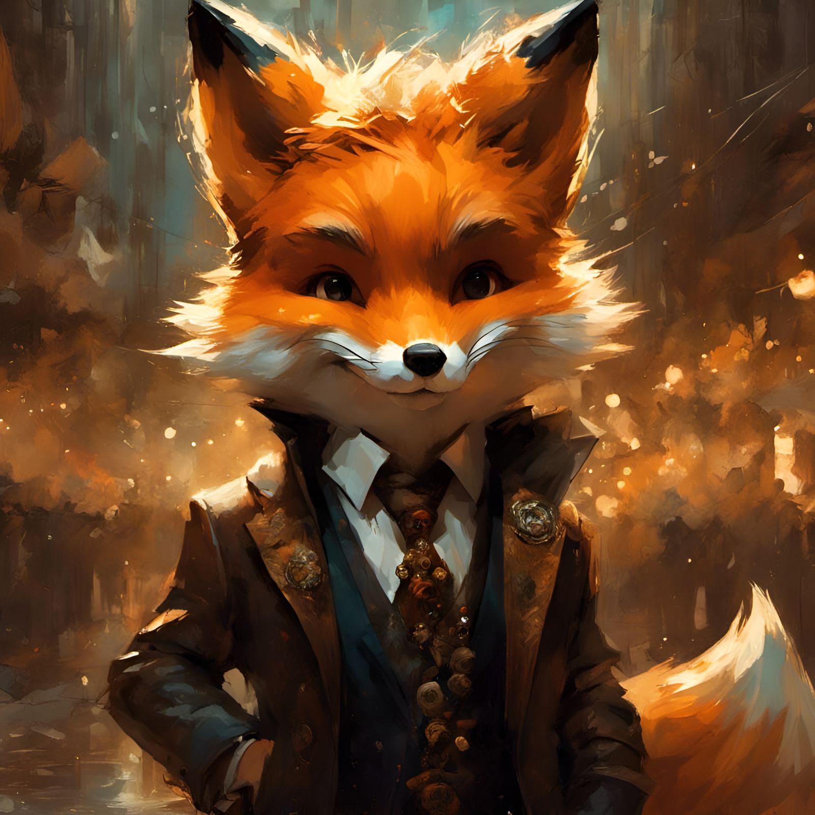 Adorable Anthropomorphic Fox Giving a Speech in 3D