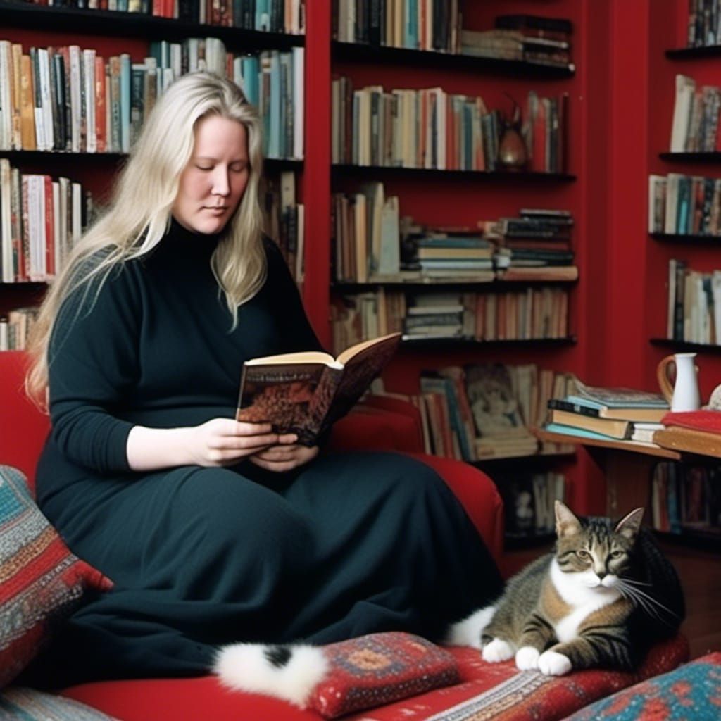 Woman Reading a Book in Cozy Room