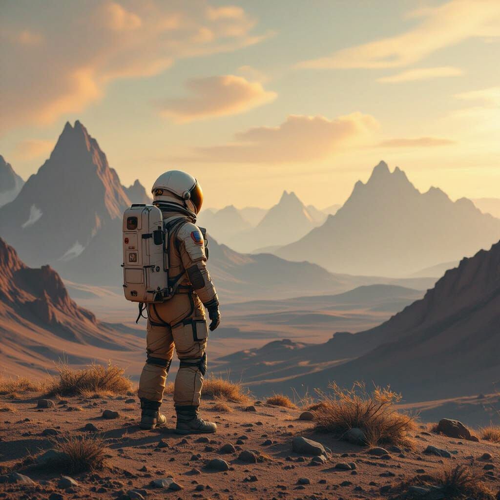 Astronaut on Alien Planet: Hyperrealistic National Geographi...