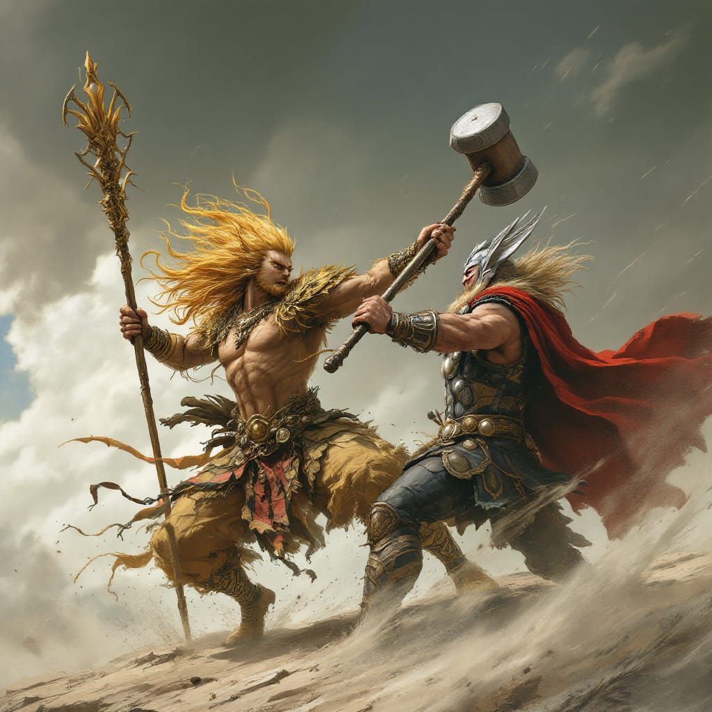Sun Wukong Battles Thor in Epic Showdown