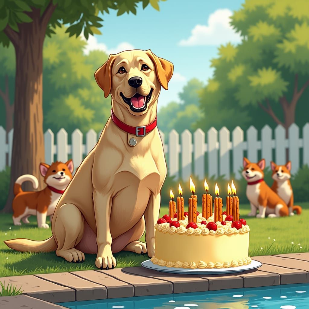 Labrador's Birthday Party in Rockwell-Potter Style