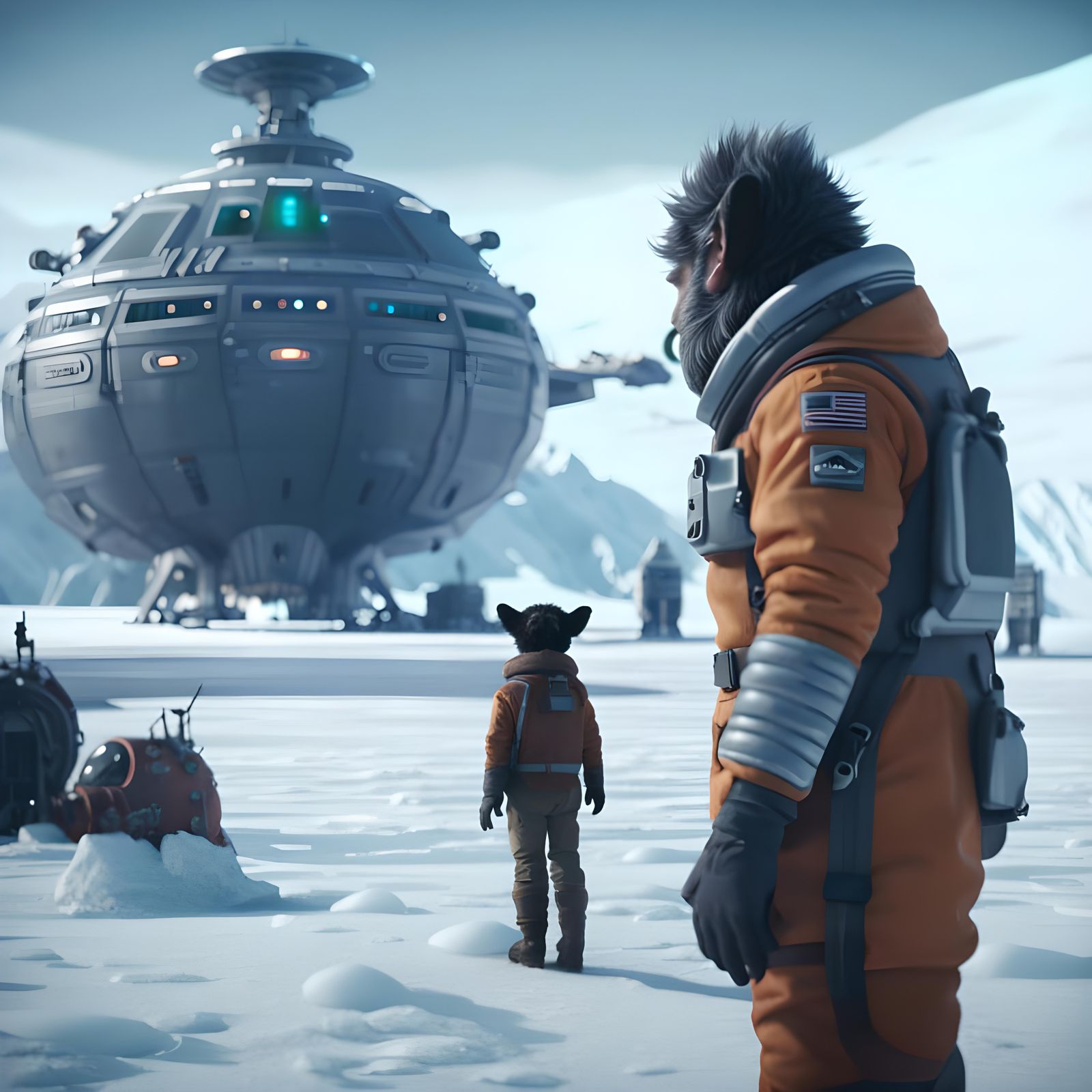 Smuggler Pilot on Ice Planet in Digital Art