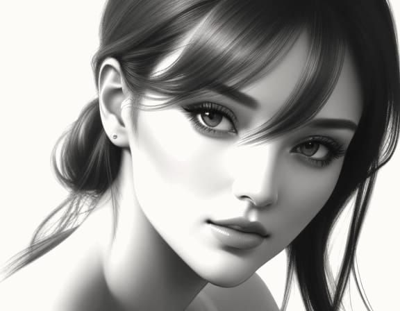 Elegant Line Art Portrait of a Woman's Face