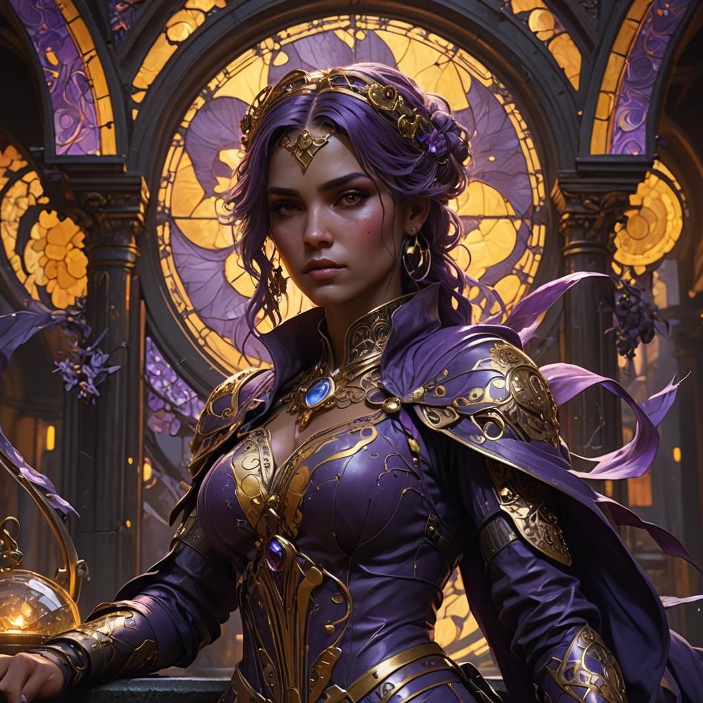 Fantasy Woman in Dark, Hyperdetailed Art Nouveau Style