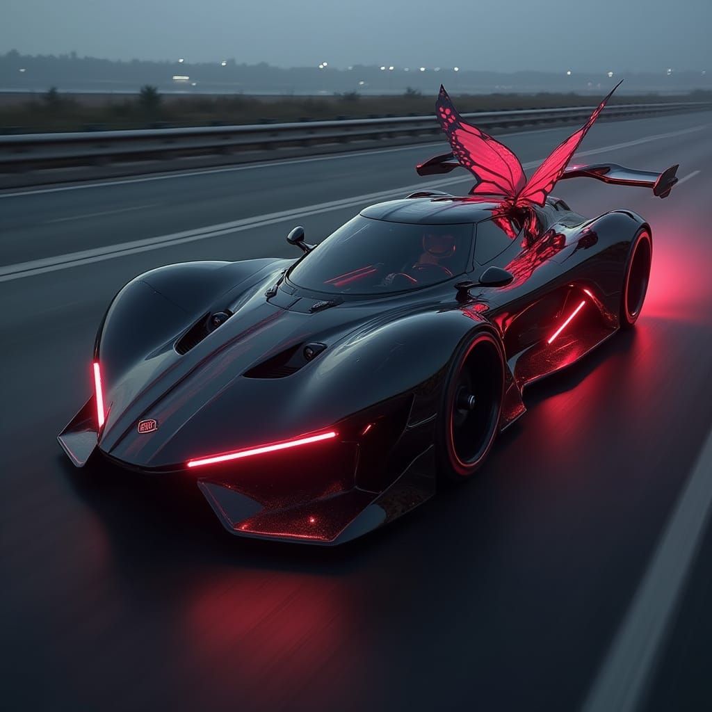 Cyberpunk Shadow Vortex R-9 Speeds on Dark Highway