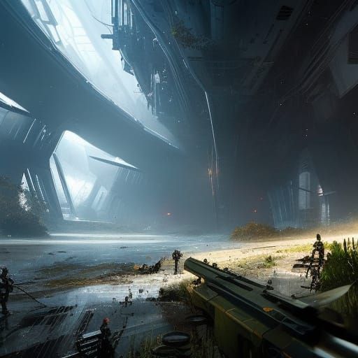 Overgrown Sci-Fi Space Station in Ultra Detail