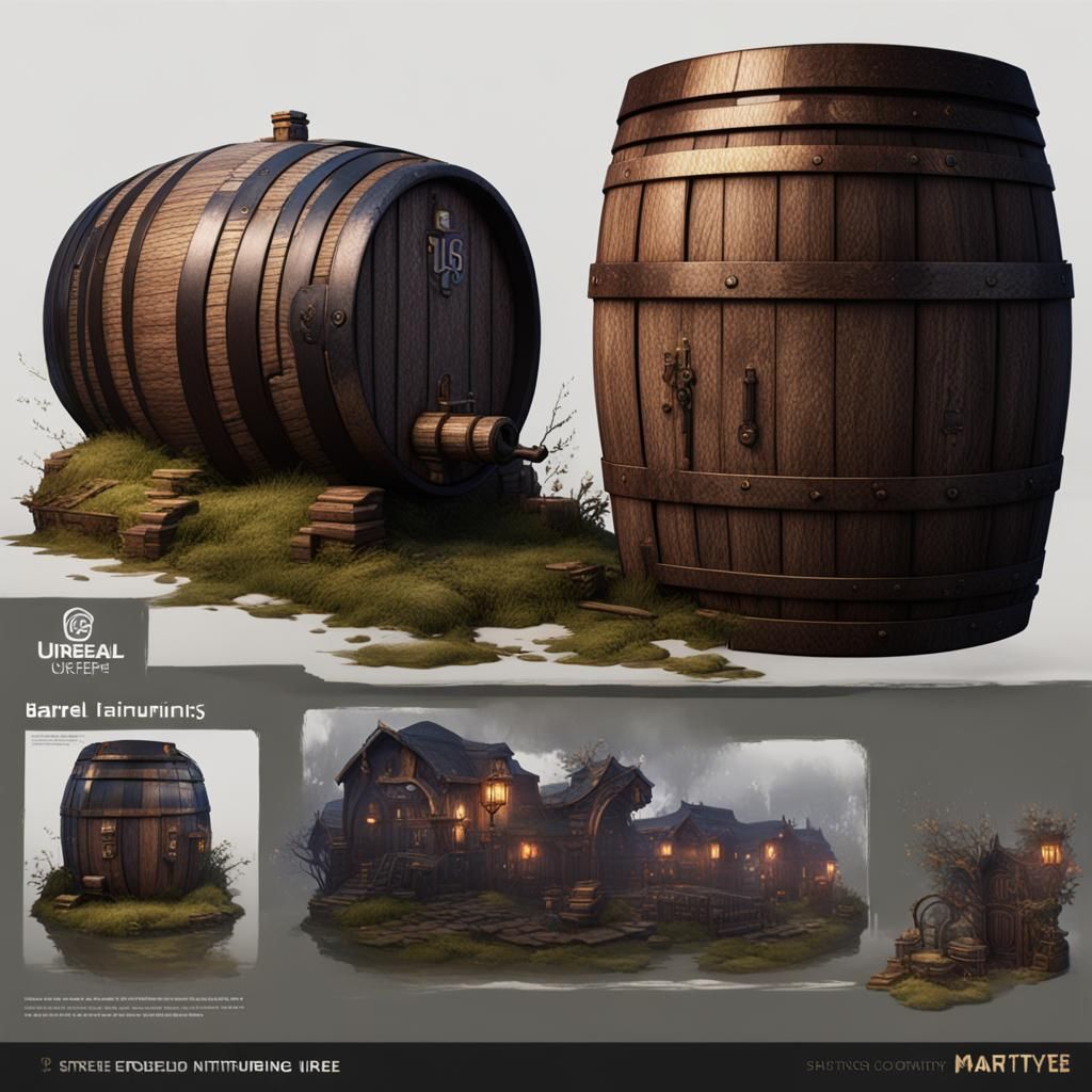 Detailed Barrel Matte Painting in Deep Color