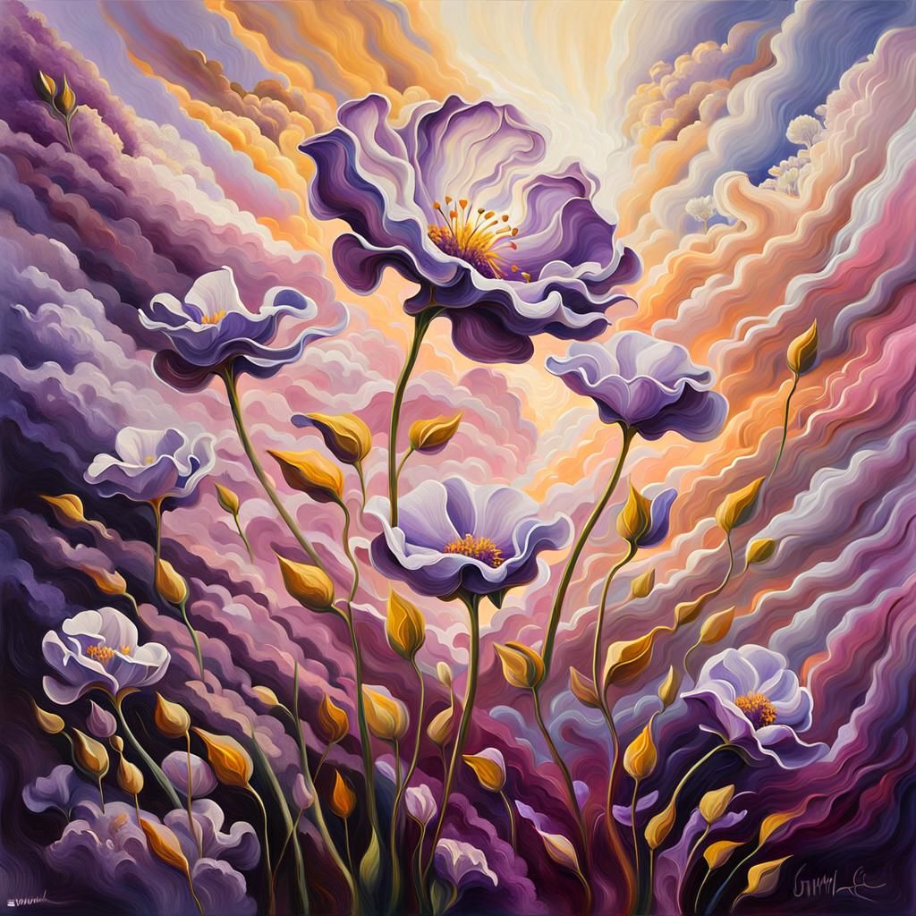 Flowers of Purple Mist Blooming in Amethyst Sky