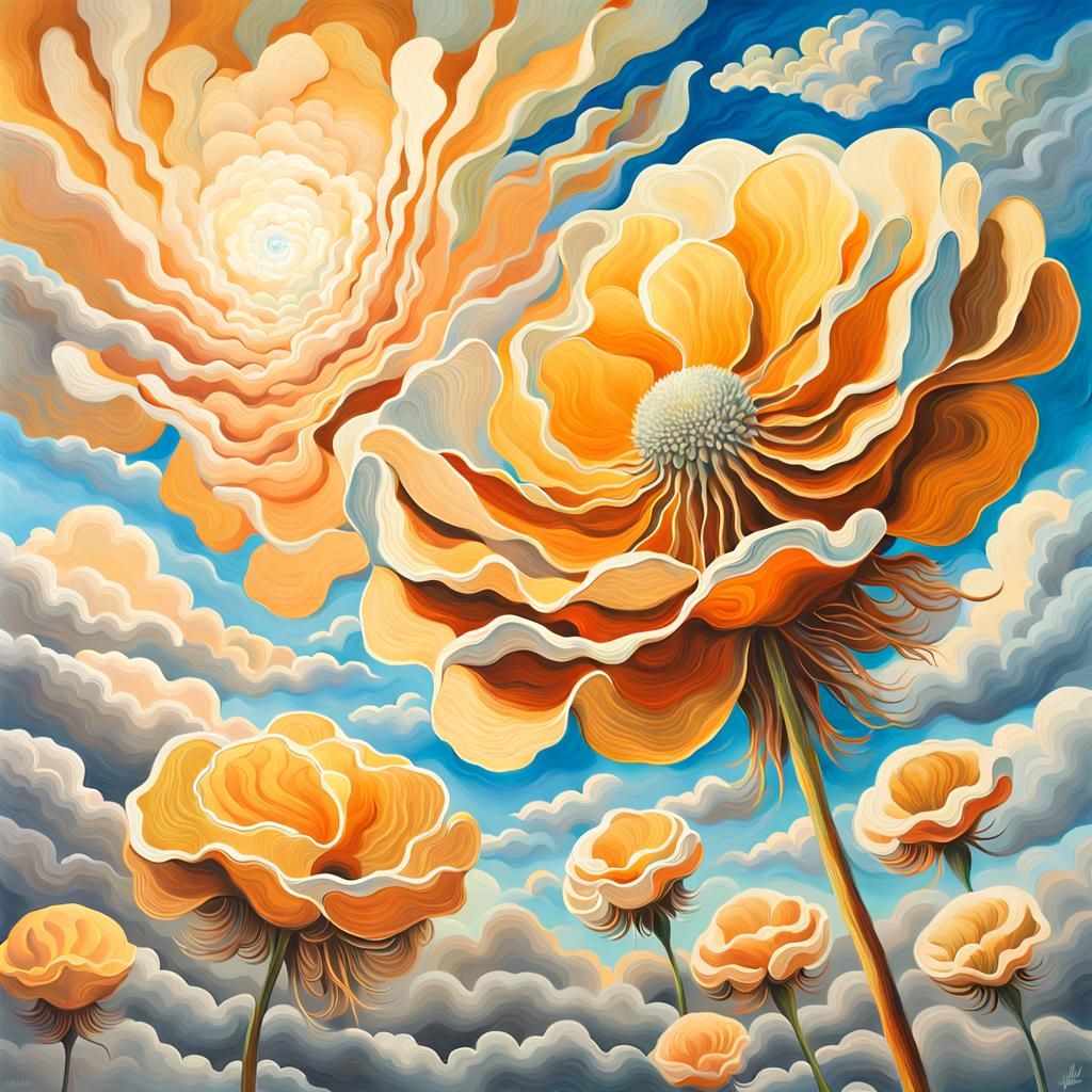 Thoughts Bloom in the Sky: A Surreal Painting
