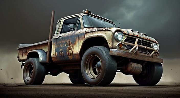1960s 4x4 Rat Rod Tow Truck Digital Painting