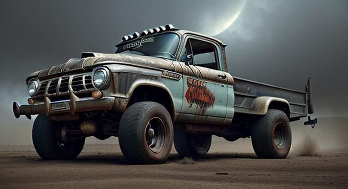 1960s 4x4 Rat Rod Tow Truck Digital Painting