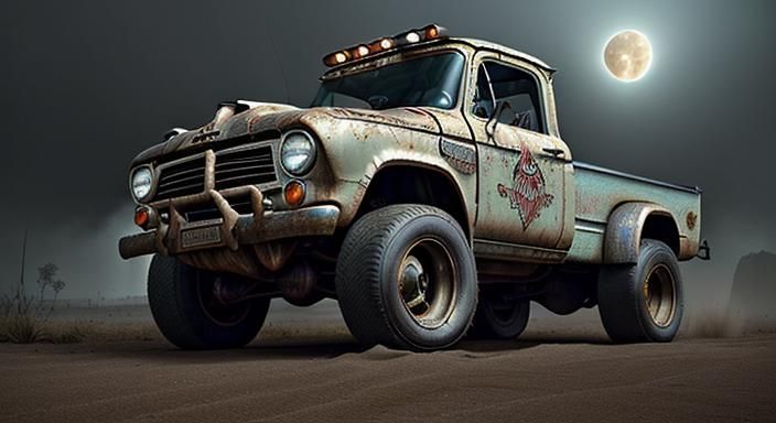1960s 4x4 Rat Rod Tow Truck: Digital Matte Painting
