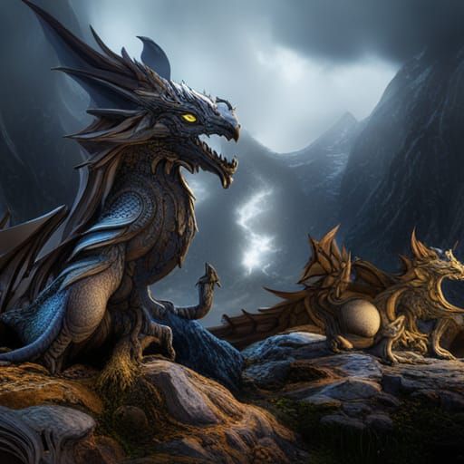 Fantastical Wolf-Dragon Hybrid Concept Art