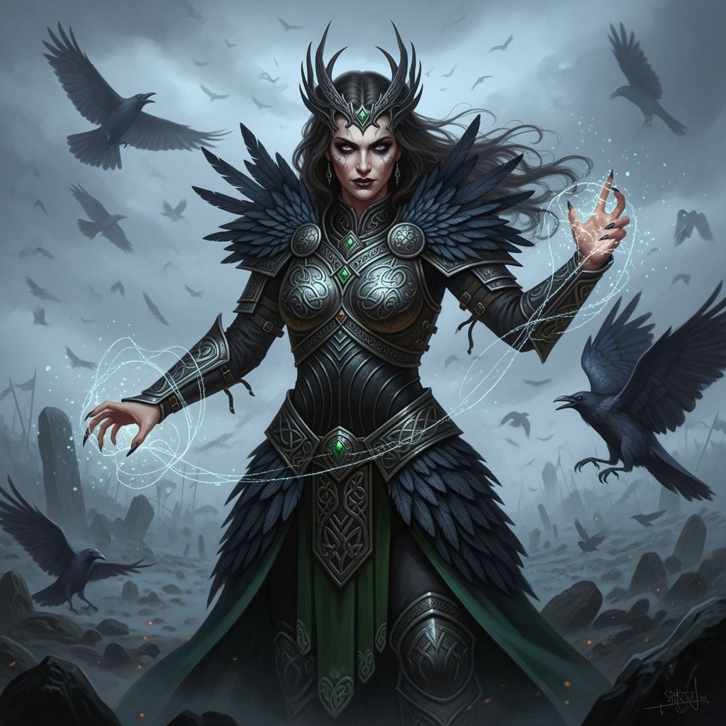 Morrigan, Celtic Goddess of War, in Dark Fantasy Art