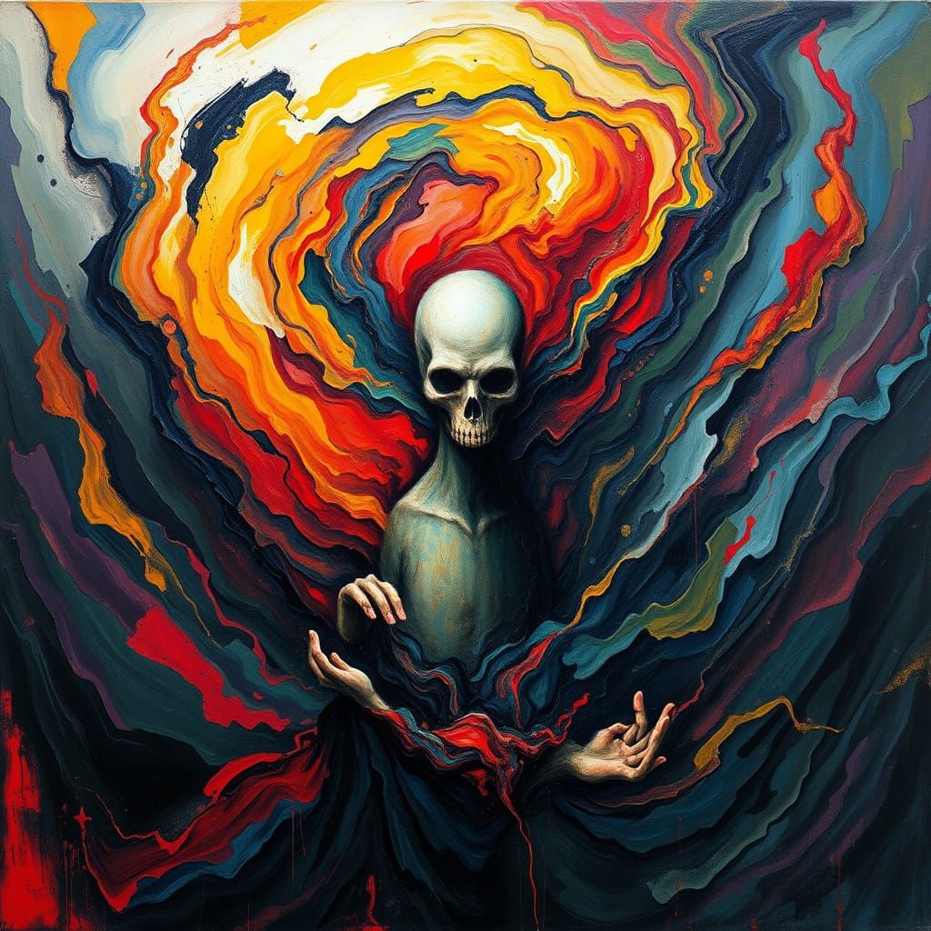 Haunting Figure Emerges from Turbulent Vortex in Museum-Qual...