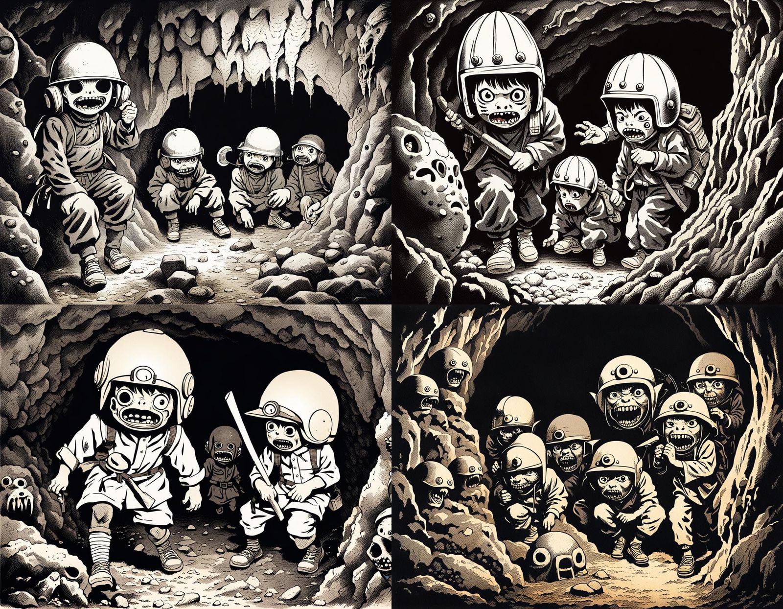Sinister Children Explore a Grotesque Cave