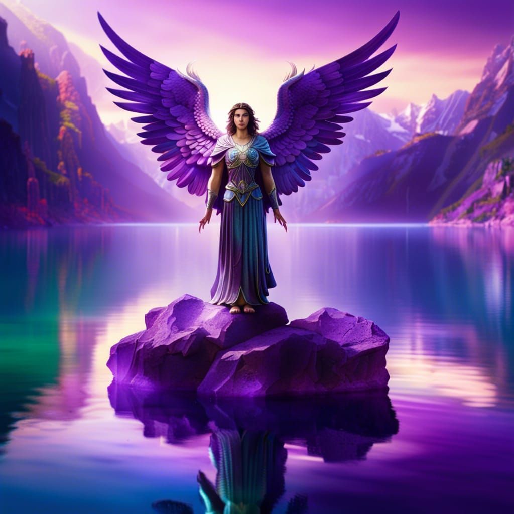 Archangel Raphael on Amethyst Stone: Fantasy Art