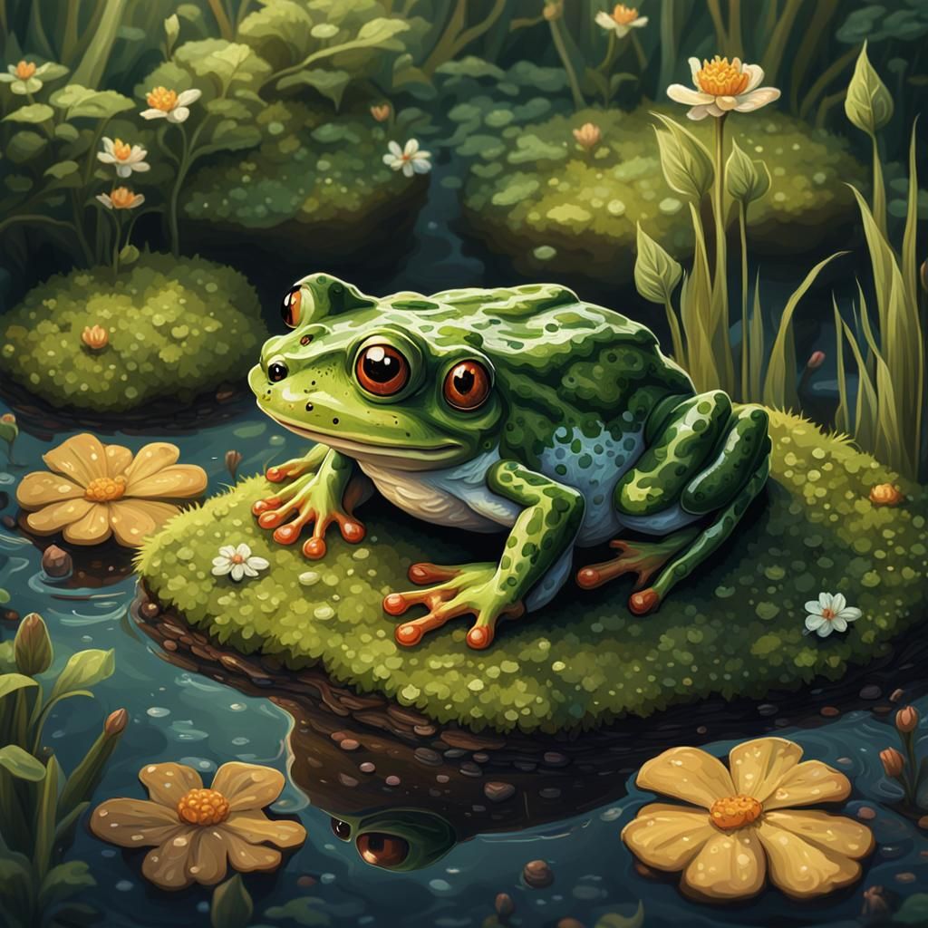 Cute Fairycore Frog Pixel Art