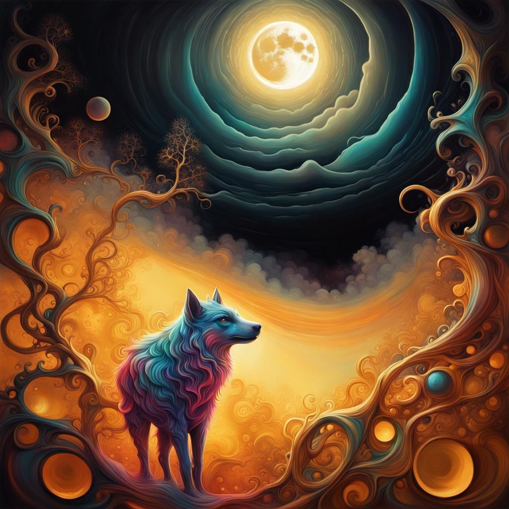 Etherial Graffiti Art with Fractal Moonlight